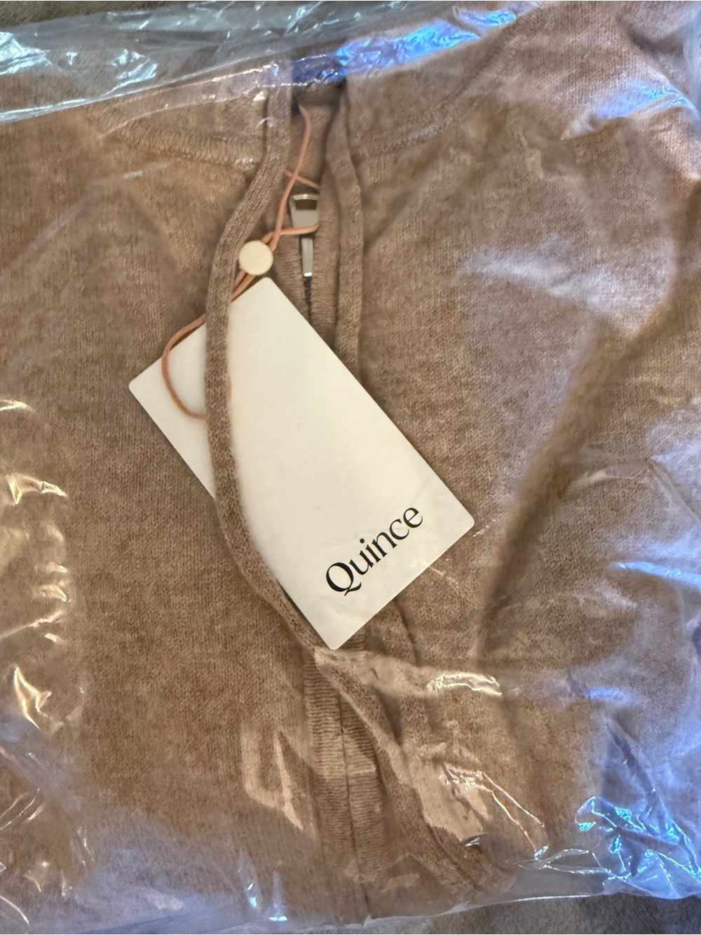 Quince 100% Mongolian Cashmere Full Zip Hoodie Oatmeal XS NWT - Picture 3 of 3